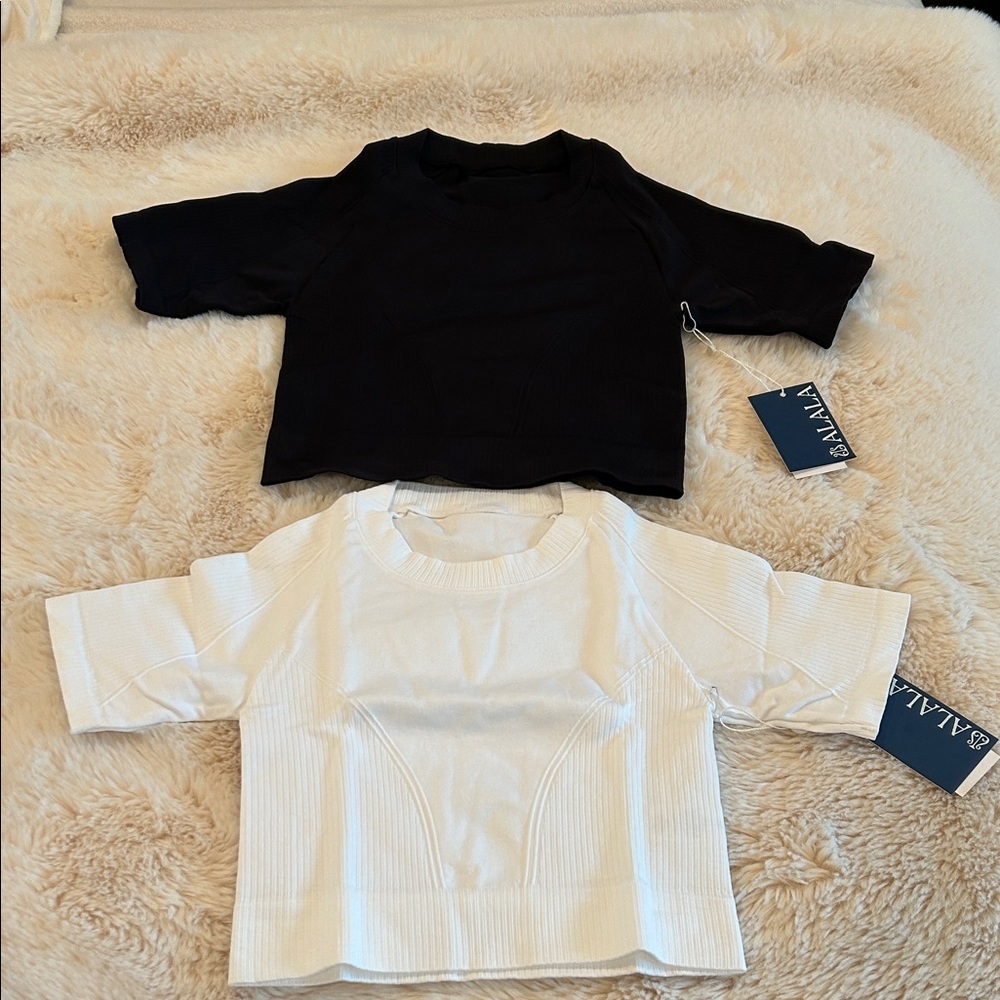 NWT 3 ALALA  Black , White , and Navy Short Sleeve Tees